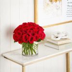 20 Red Roses in Glass Cylinder Vase